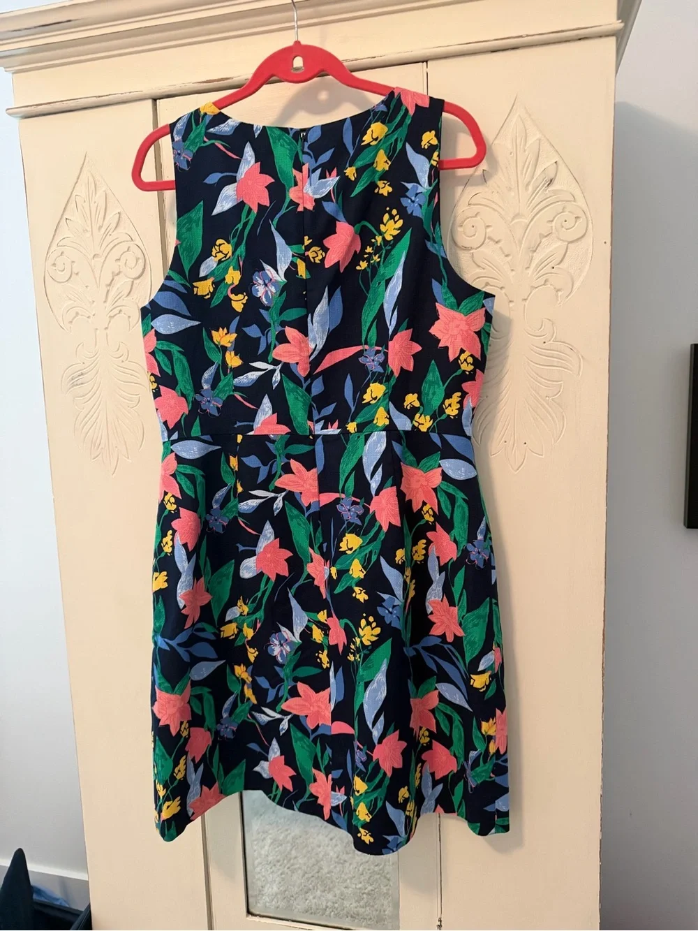 J. Crew Navy Floral Sleeveless Dress with Pink, Yellow and Green Accents